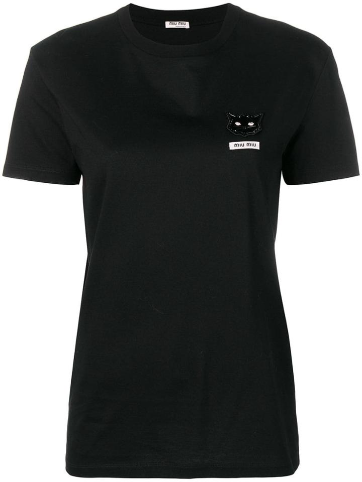 Miu Miu Cat Embellished T-shirt - Black