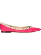 Valentino Garavani Rockstud Ballerinas, Women's, Size: 38, Pink/purple, Leather/patent Leather