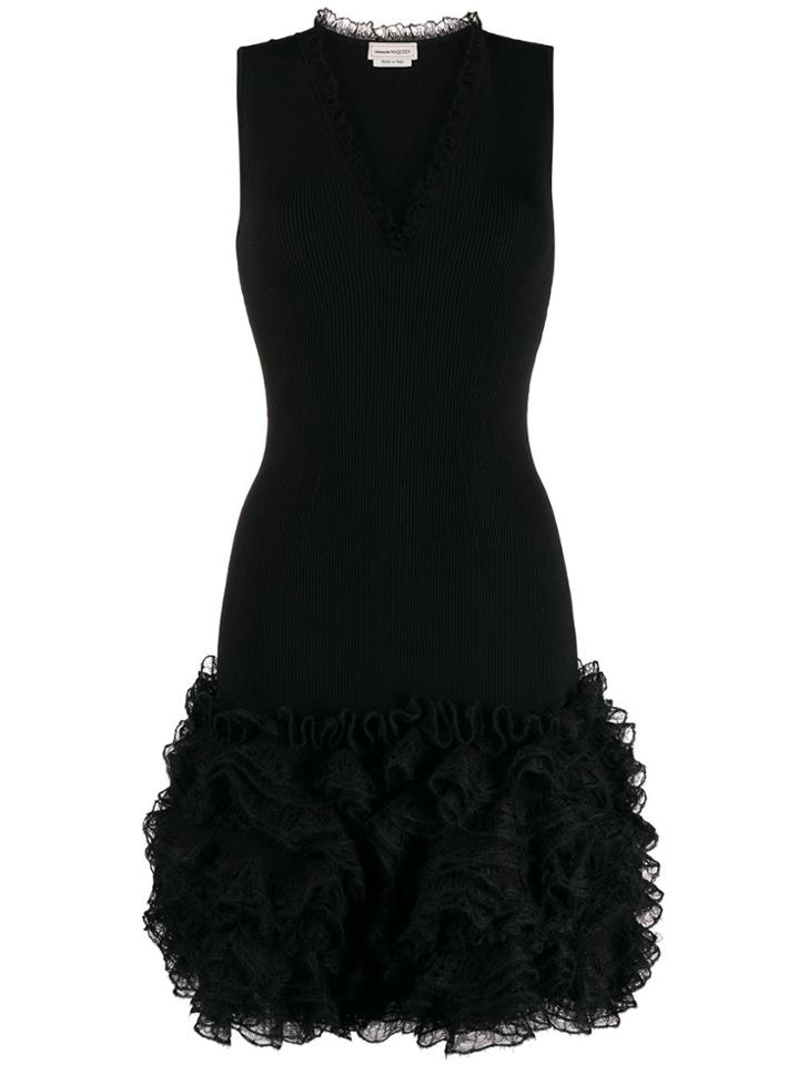 Alexander Mcqueen Ruffled Short Dress - Black