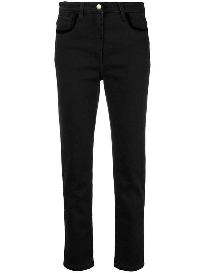 Etro Slim-fit Velvet Trim Jeans - Black