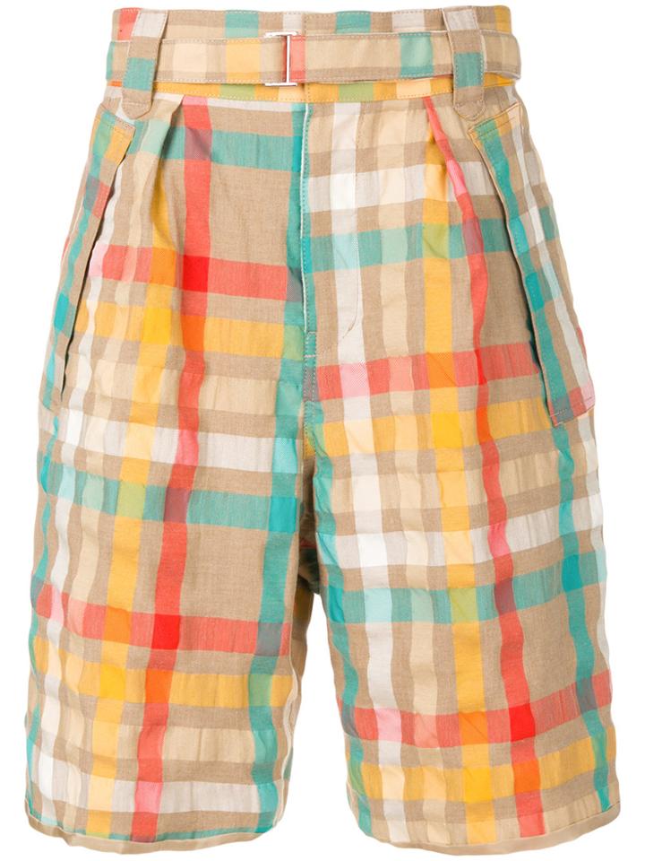 Sacai Check Shorts - Nude & Neutrals