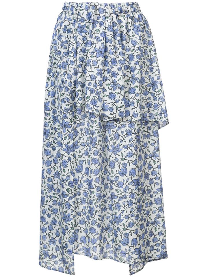 Christian Wijnants Ruffle Trim Floral Skirt - Blue