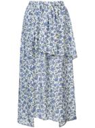 Christian Wijnants Ruffle Trim Floral Skirt - Blue