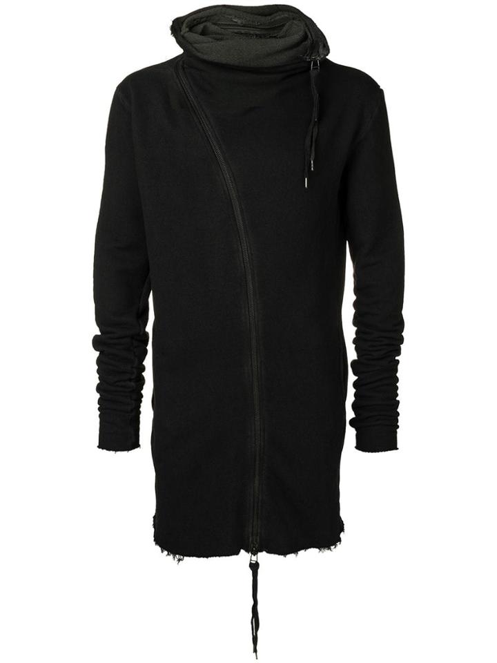 Army Of Me Distressed Asymmetric Zip-up Sweater - Grey
