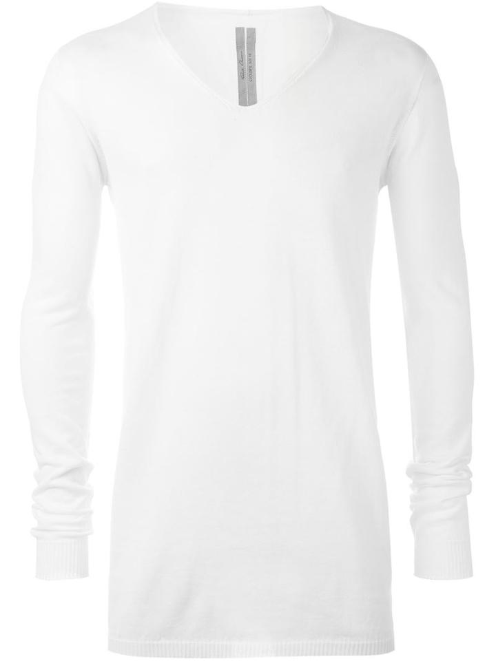 Rick Owens V-neck Jumper, Men's, Size: M, White, Cotton