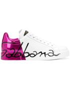 Dolce & Gabbana Metallic Heel Sneakers - White