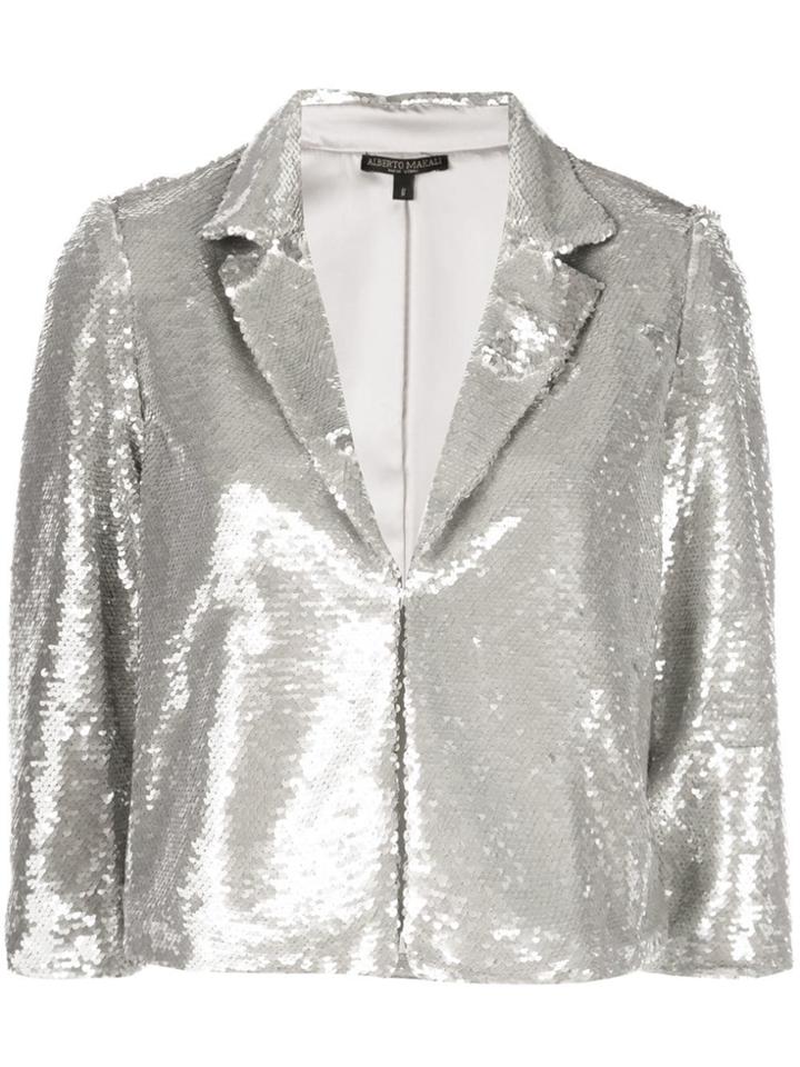 Alberto Makali Embellished Fitted Blazer - Silver