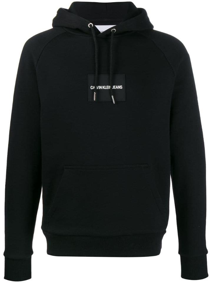 Calvin Klein Jeans Logo Patch Drawstring Hoodie - Black