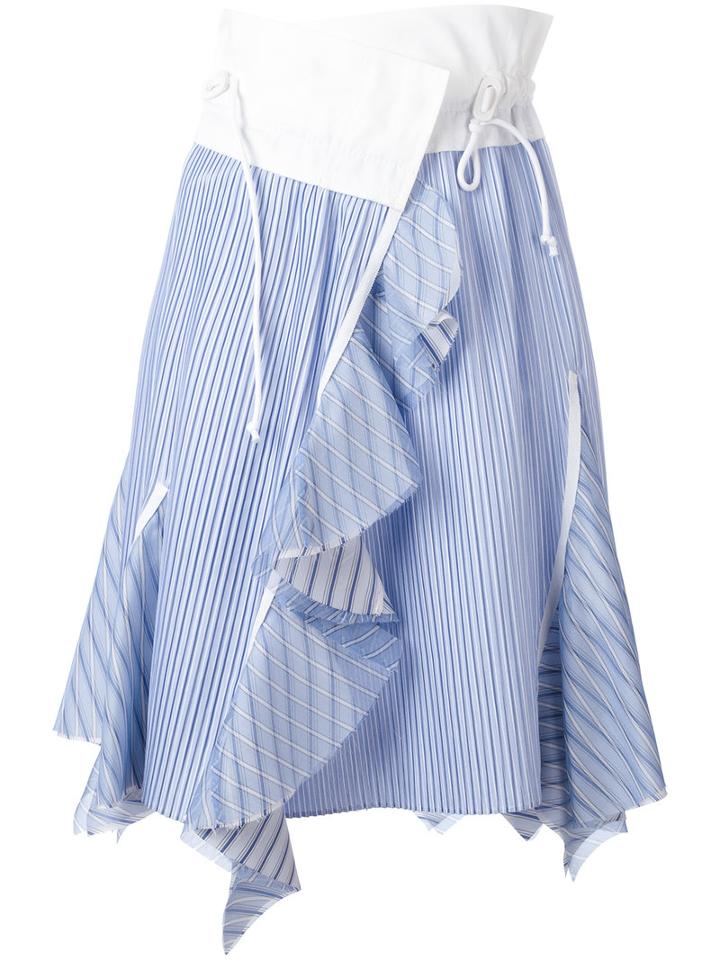 Sacai Paperbag Waist Striped Skirt, Women's, Size: 4, Blue, Cotton/silk/cupro