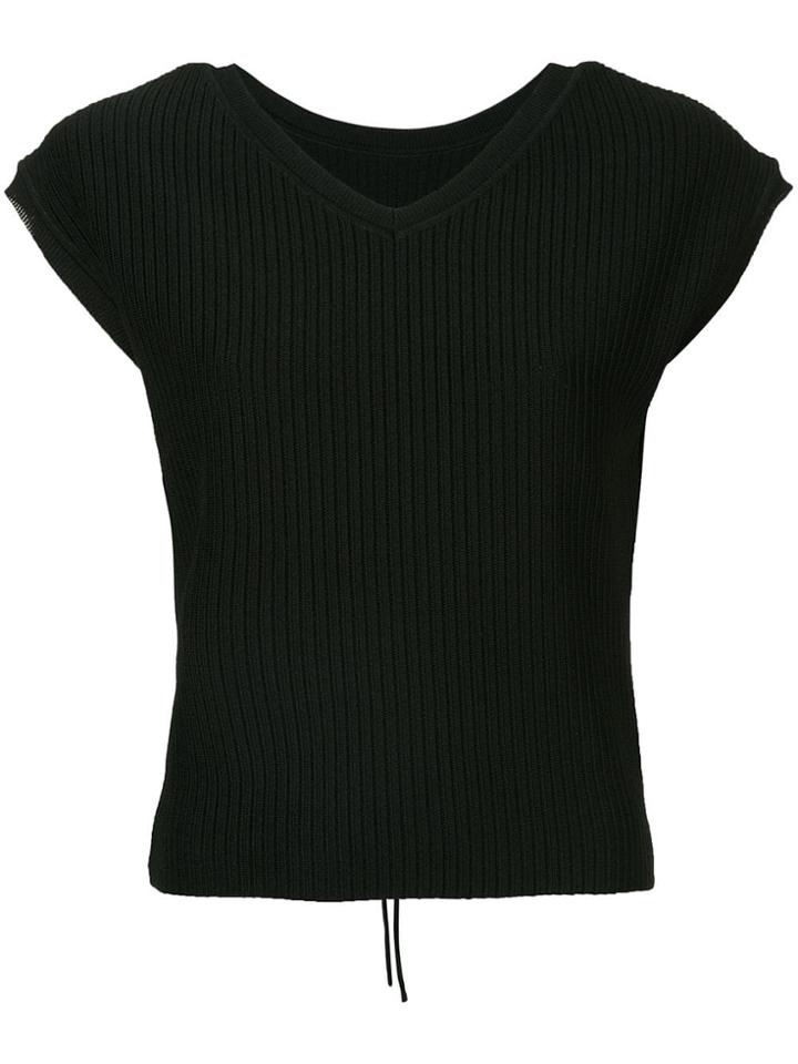 Le Ciel Bleu Short-sleeve Fitted Sweater - Black