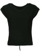 Le Ciel Bleu Short-sleeve Fitted Sweater - Black
