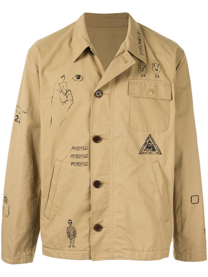 Johnundercover Psychic-print Shirt Jacket - Neutrals
