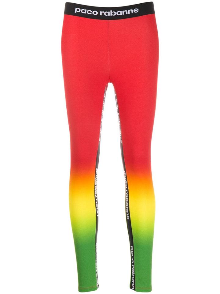Paco Rabanne Colour Block Logo Leggings - Red