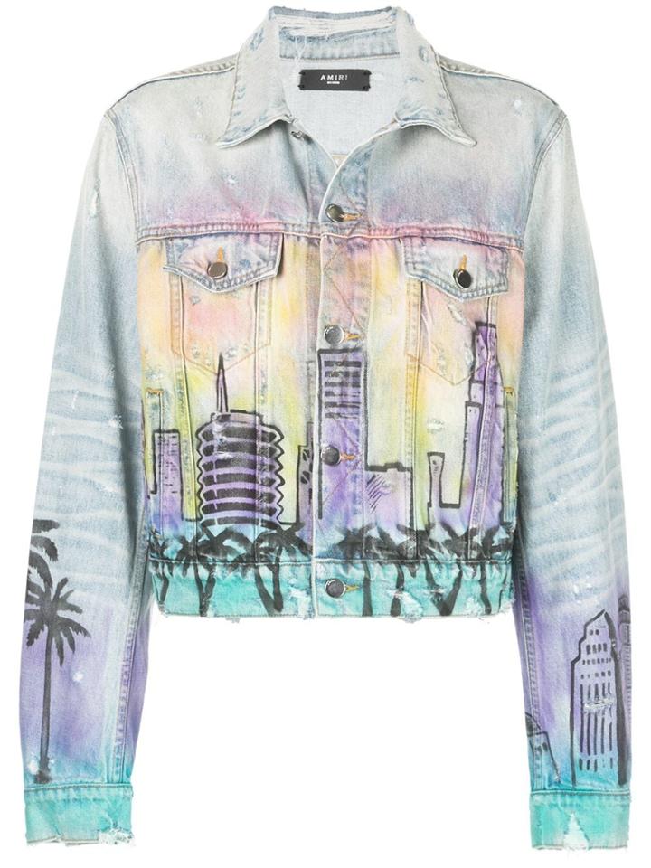 Amiri Spray-paint City Denim Jacket - Blue