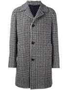 Mp Massimo Piombo Houndstooth Single Breasted Coat, Men's, Size: 48, Black, Wool/cupro