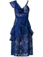 Alice+olivia Asymmetric Lace Dress - Blue