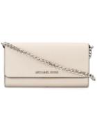 Michael Michael Kors Small 'jet Set Travel' Foldover Chain Clutch, Women's, Grey, Leather