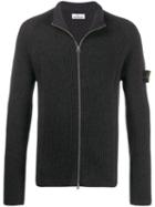 Stone Island Ribbed Knit Zipped Cardigan - Grey