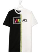 Young Versace Teen Logo Print Contrast T-shirt - Black