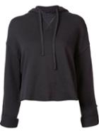 R13 Cropped Tie Detail Hoodie, Women's, Size: Medium, Black, Cotton