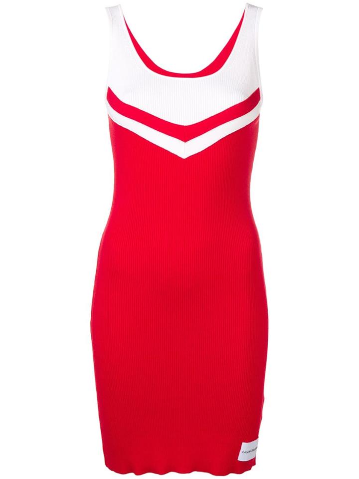Calvin Klein Jeans Cheerleader Ribbed Dress - Red