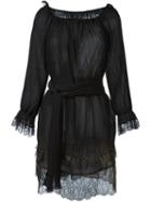 Alberta Ferretti Metallic Detailing Pleated Dress, Women's, Size: 40, Black, Polyester/polyamide