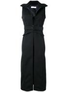 Victoria Beckham Sleeveless Belted Coat, Women's, Size: 8, Black, Polyamide/spandex/elastane/acetate/wool