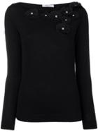 Blumarine Floral Embellished Sweater - Black