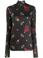 Simone Rocha Floral Embroidered Top - Black