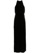 Rotate Halterneck Sleeveless Velvet Jumpsuit - Black