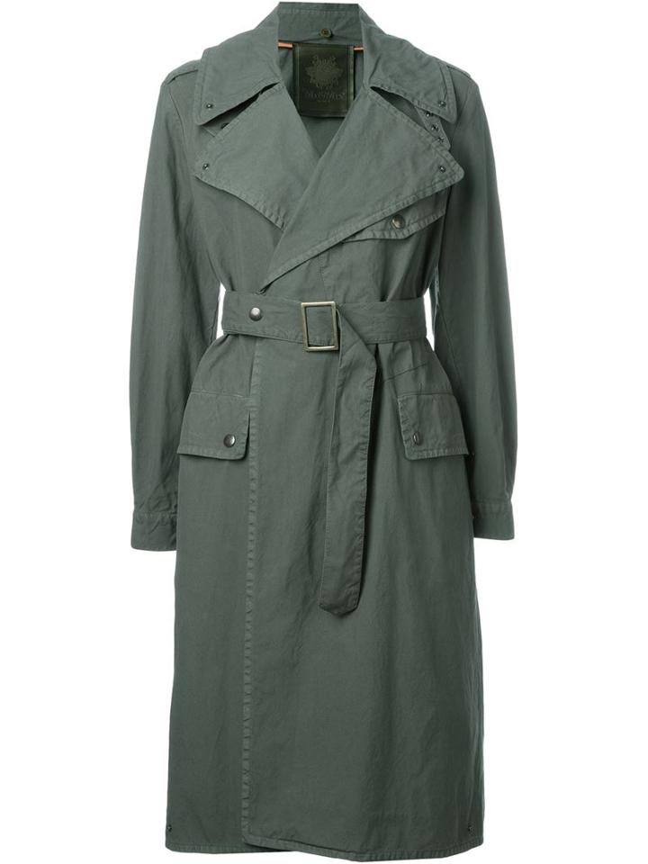 Mr & Mrs Italy Belted Trench Coat, Women's, Size: 38, Green, Cotton
