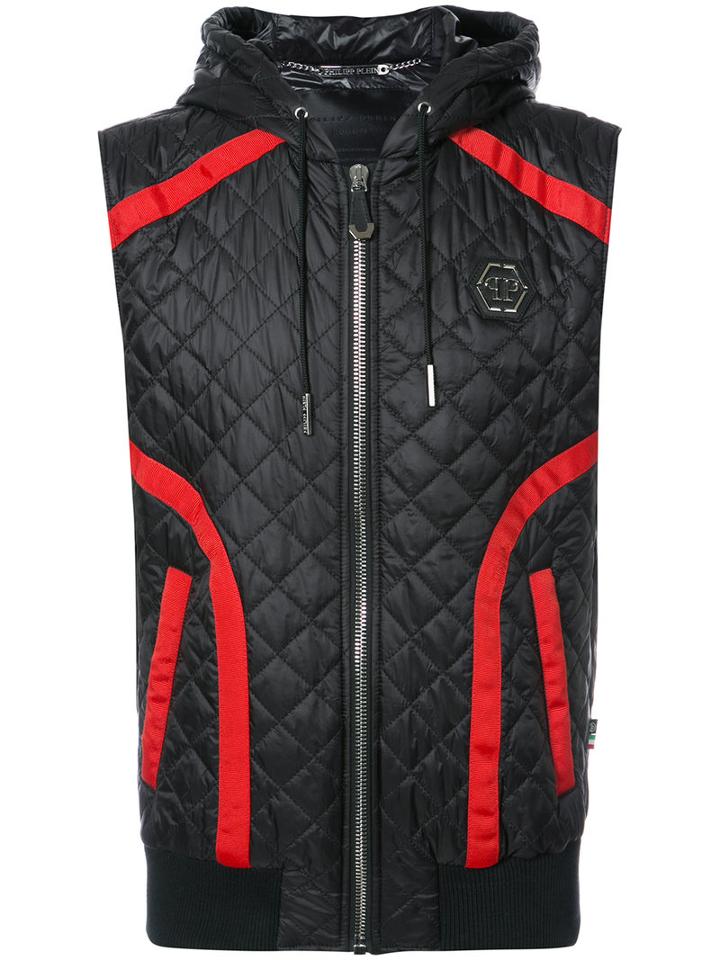 Philipp Plein - Red Stripe Vest - Men - Nylon - L, Black, Nylon