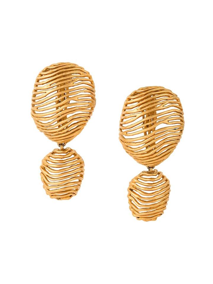 Lanvin Vintage 'behive' Clip-on Earrings, Women's, Metallic