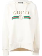 Gucci Logo Front Hooded Sweatshirt - Nude & Neutrals