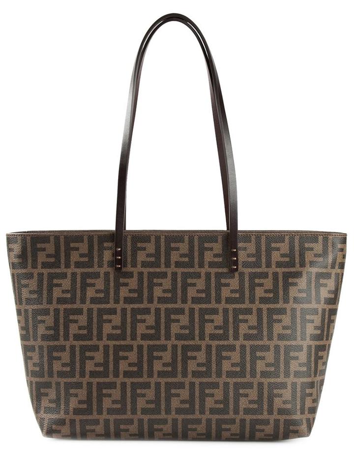 Fendi Roll Monogram Tote, Women's, Brown, Cotton