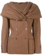 Claude Montana Vintage Shawl Collar Double Breasted Jacket, Women's, Size: 42, Brown