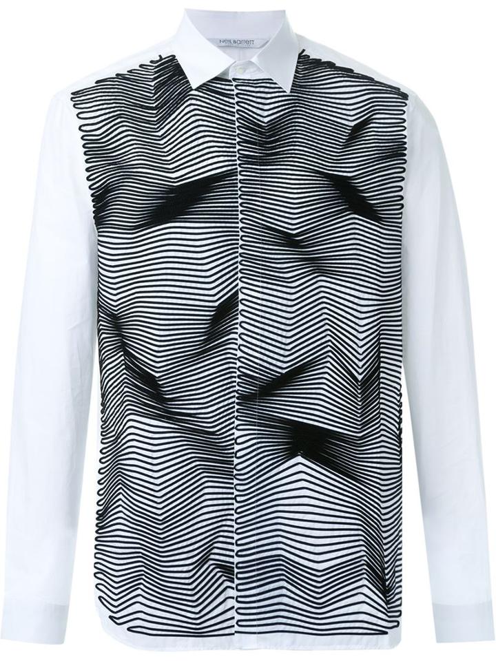 Neil Barrett Zig-zag Applique Shirt, Men's, Size: 40, White, Cotton