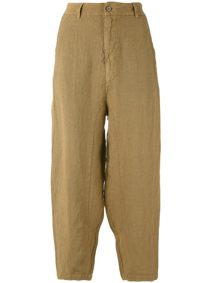 Transit - Wide Leg Cropped Pants - Women - Cotton/linen/flax - 40, Nude/neutrals, Cotton/linen/flax
