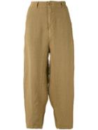 Transit - Wide Leg Cropped Pants - Women - Cotton/linen/flax - 40, Nude/neutrals, Cotton/linen/flax