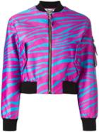 Moschino Cropped Zebra Print Bomber, Women's, Size: 40, Pink/purple, Polyamide/rayon/polyester