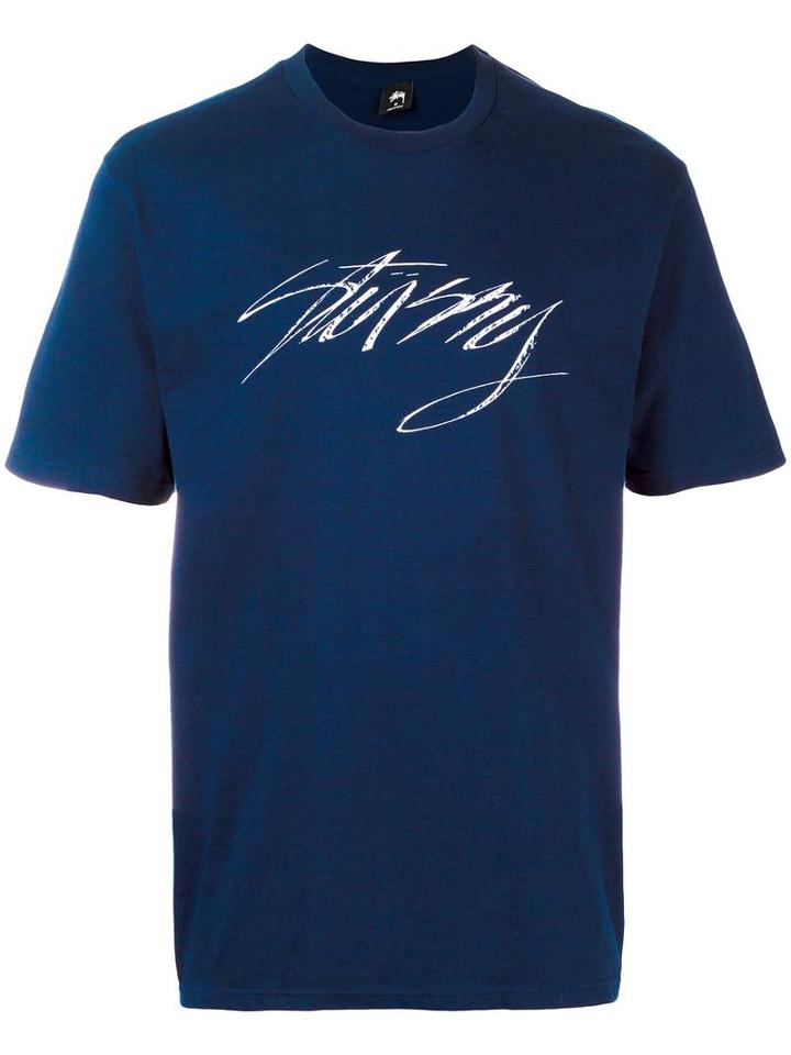 Stussy 'hand' T-shirt, Men's, Size: Medium, Blue, Cotton