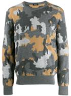 Z Zegna Camouflage Print Jumper - Grey