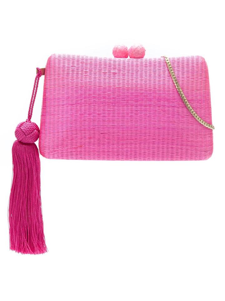 Serpui Straw Clutch - Pink & Purple