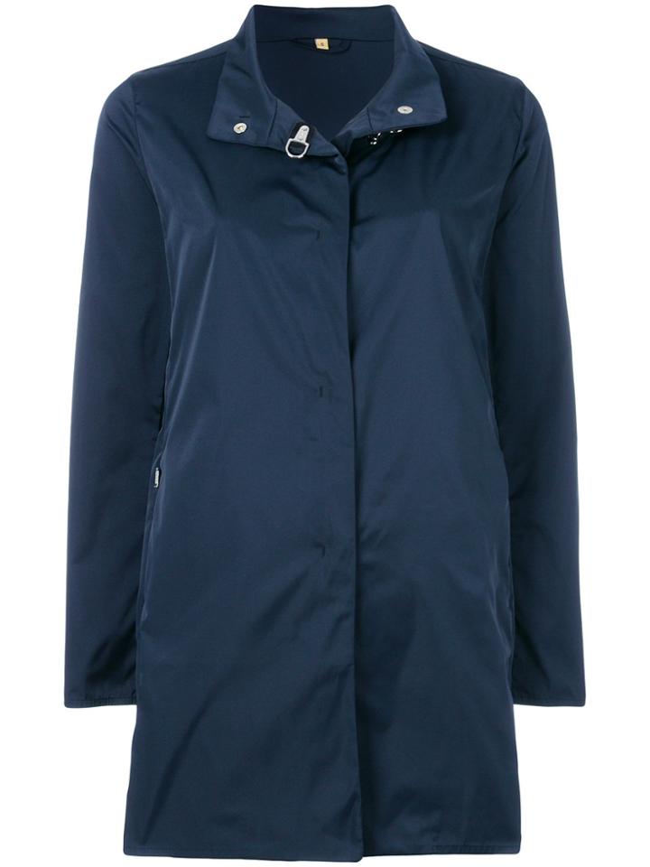 Fay Standing Collar Midi Coat - Blue