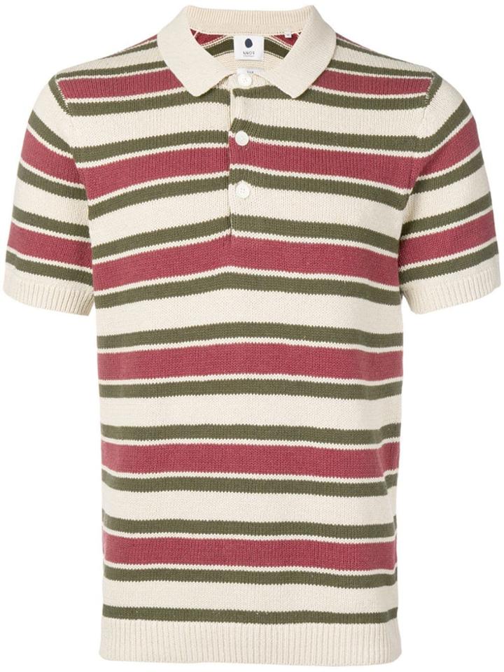 Nn07 Striped Knit Polo Shirt - Neutrals