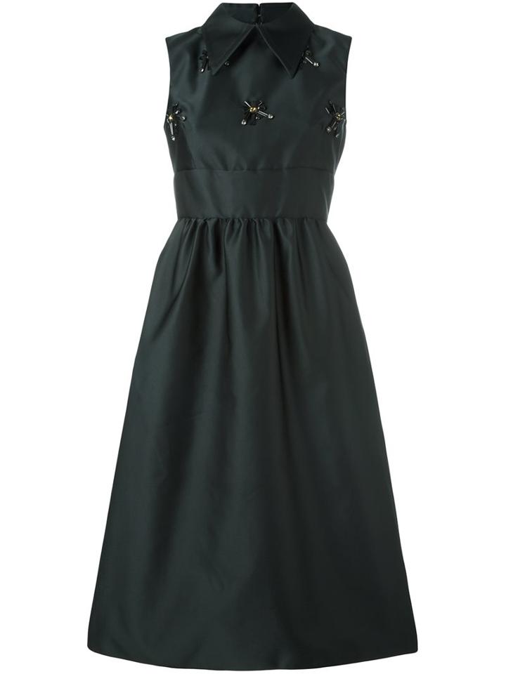 No21 Structured Sleeveless Dress, Women's, Size: 42, Black, Polyester/cupro/pvc/glass