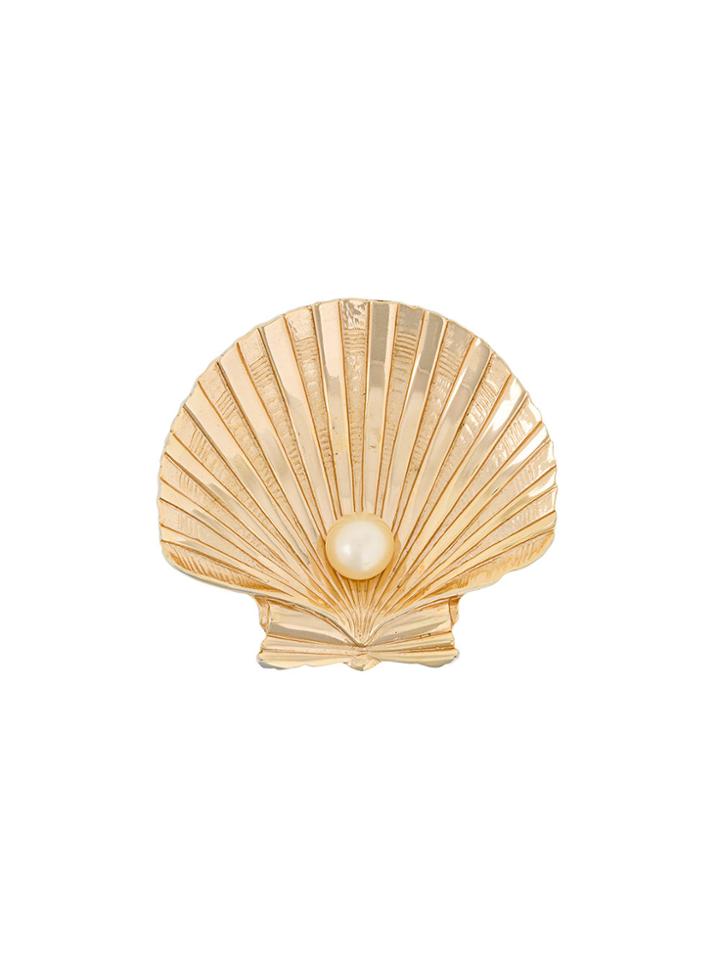 Trifari Vintage 1970s Vintage Trifari Shell Faux Pearl Brooch -
