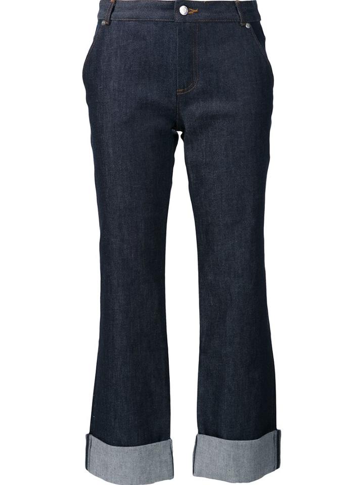 Vanessa Seward Straight Leg Cropped Jeans, Women's, Size: 38, Blue, Polyurethane/cotton