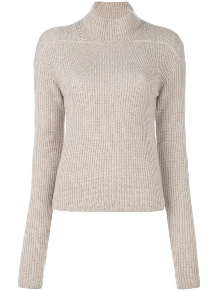 Rick Owens Ribbed Biker Jumper - Nude & Neutrals