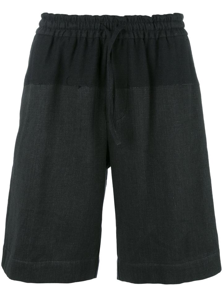 Msgm Track Shorts, Size: 48, Black, Cotton/linen/flax